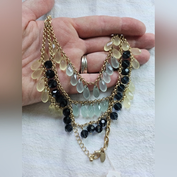 New Lia Sophia Refresh Necklace, Glass & Resin Beads, Gold, Blue, NWOB - Picture 6 of 12